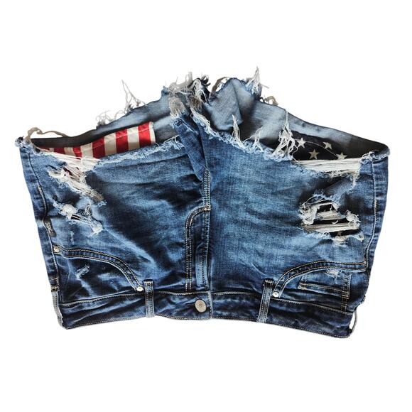 Silver Jeans Cut off Distressed denim  Boyfriend shorts SZ33 Dark Blue - Picture 1 of 6